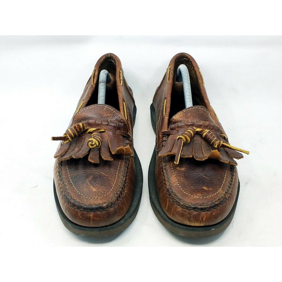 Gokey Brown Leather Kiltie Loafers Boat Shoes | Mercari Gokey Brown Leather Kiltie Loafers Boat Shoes Hand Made USA Slip-Ons Mens 8.5 D